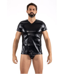 T-Shirt noir Black Desire en simili cuir - LM2401-81BLK
